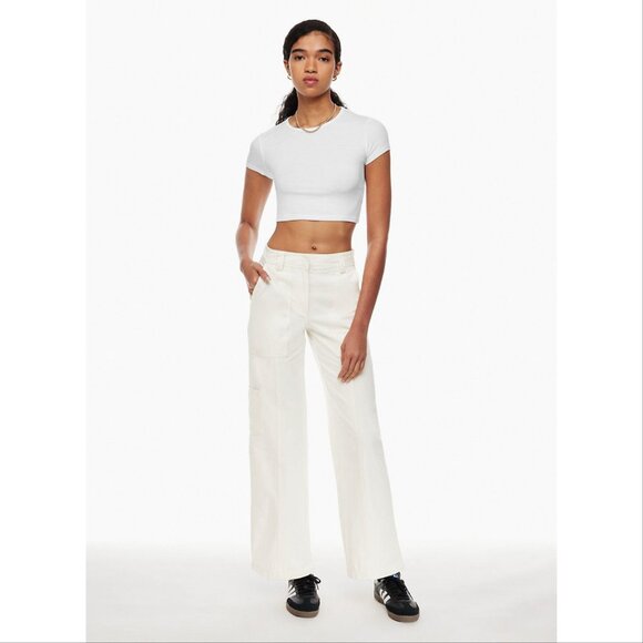 Sunday Best New Oscar Mid-Rise Utility Carpenter Cotton Pant | Size 6 | White - Picture 2 of 10